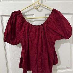 a new day Burgundy Puff Sleeve Blouse